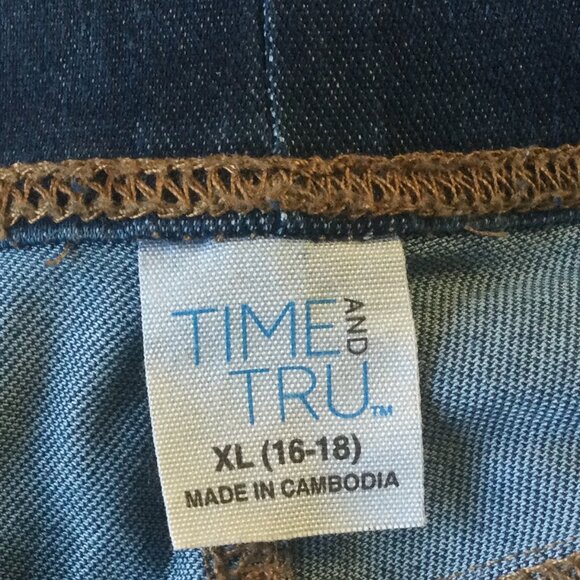Time & Tru Womens Jeggings Pants Size XL 16-18 Dark Denim Jeans Pockets Stretch - Picture 3 of 10